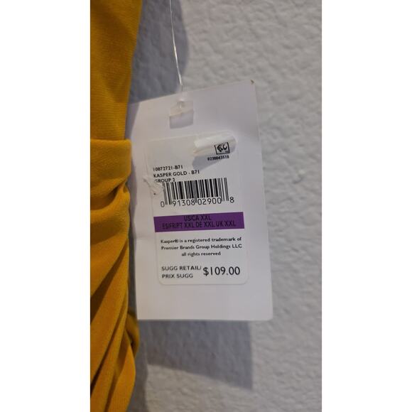 Kasper Womens Dress Size 2XL Mustard Yellow Cowl Neck Sleeveless Maxi Gown - Picture 7 of 10
